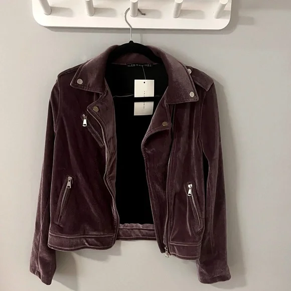 Velvet purple moto jacket - Picture 1 of 10